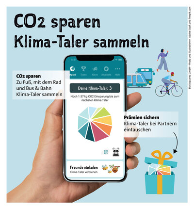 Bild vergrößern: Das Bild zeigt ein Handy, das von einer Hand gehalten wird.